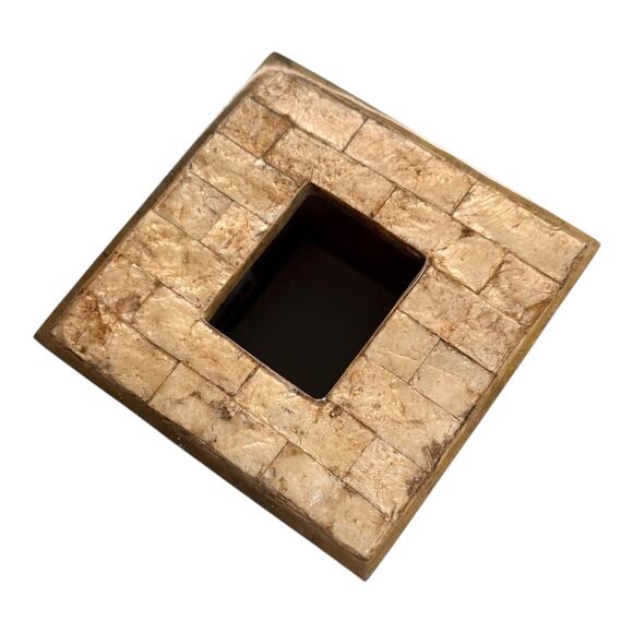 Natural Capiz Shell TISSUE BOX Square Tissues 6x6 Laminated Gold Brown Seashells - Picture 4 of 5